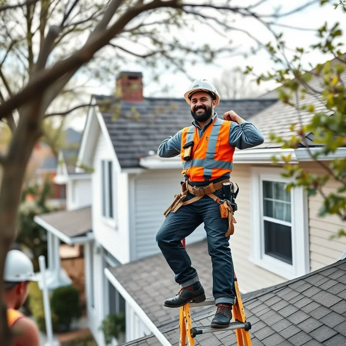 Roofing contractor working on a home in Farmingville, NY