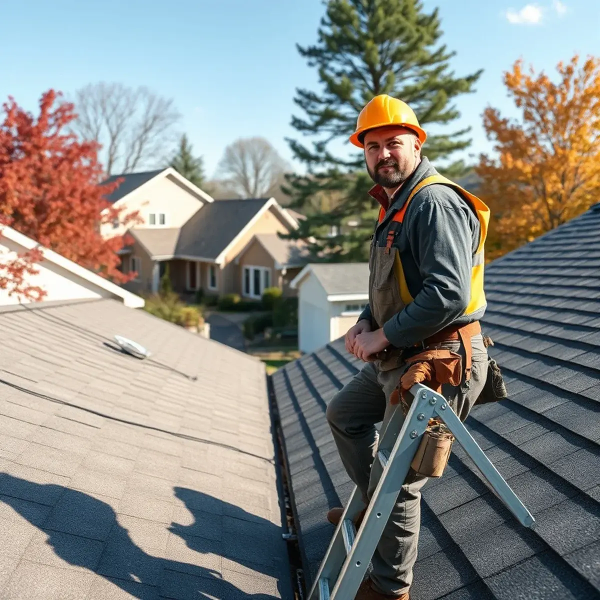 Roofing contractor working on a home in Fishkill, NY