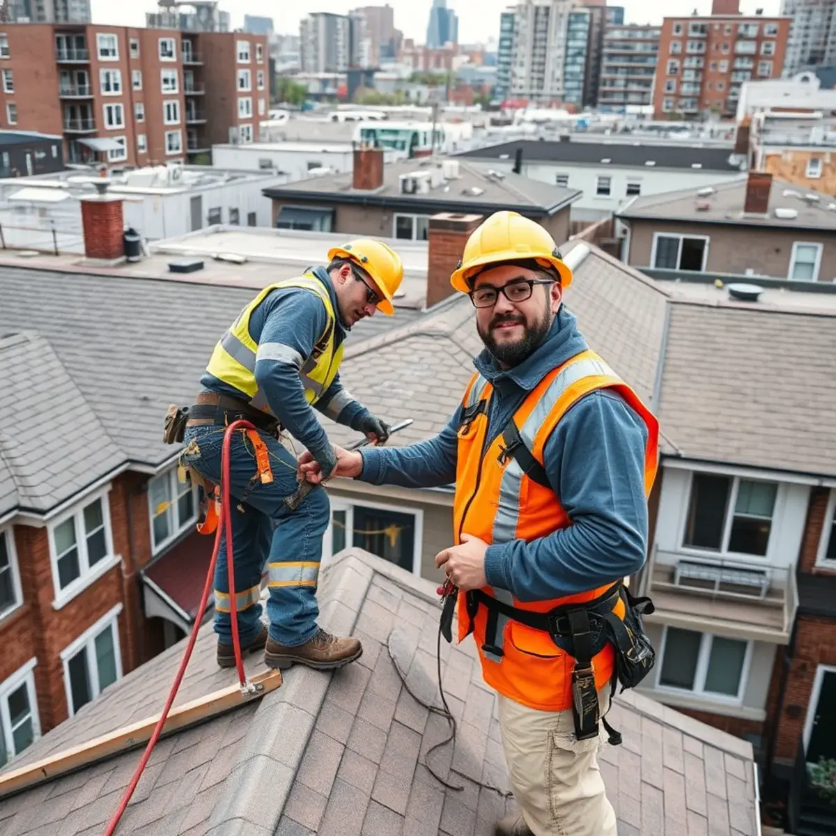 Roofing contractor working on a home in Flushing, NY
