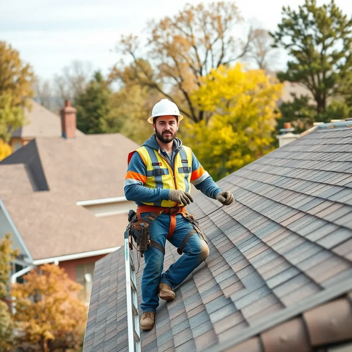 Roofing contractor working on a home in Fulton County, NY