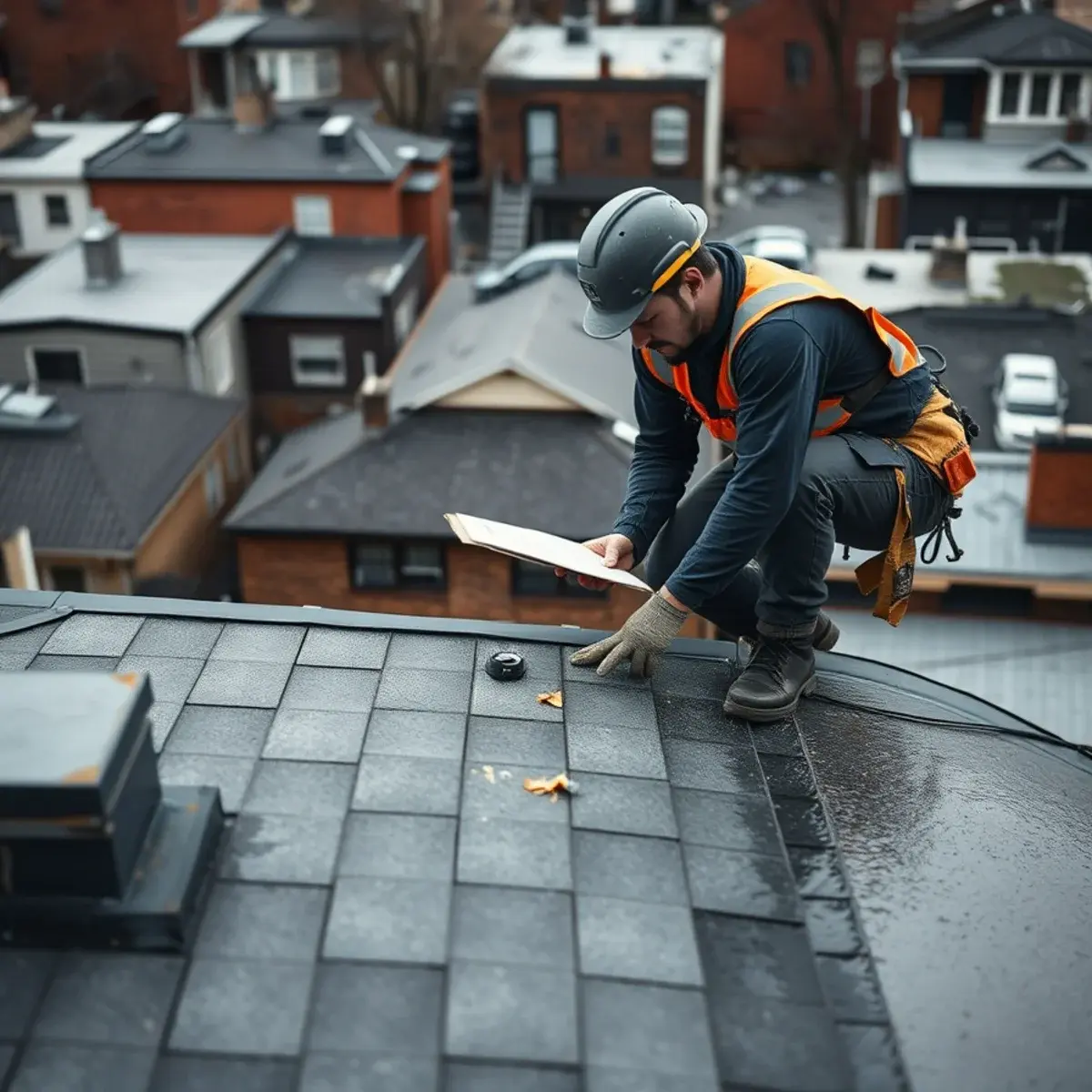 Storm damage roof repair near Harlem, NY