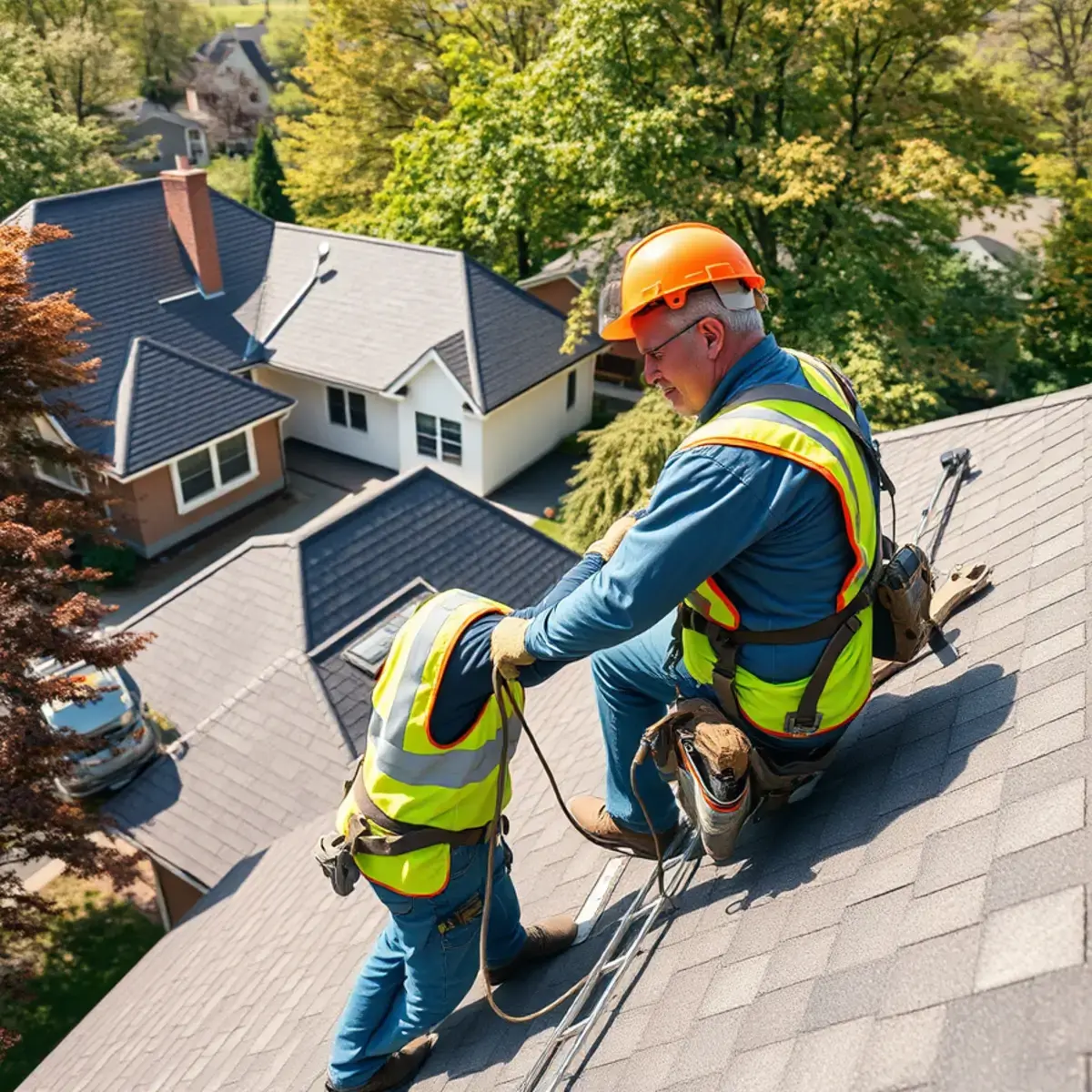 Roofing contractor working on a home in Hartsdale, NY