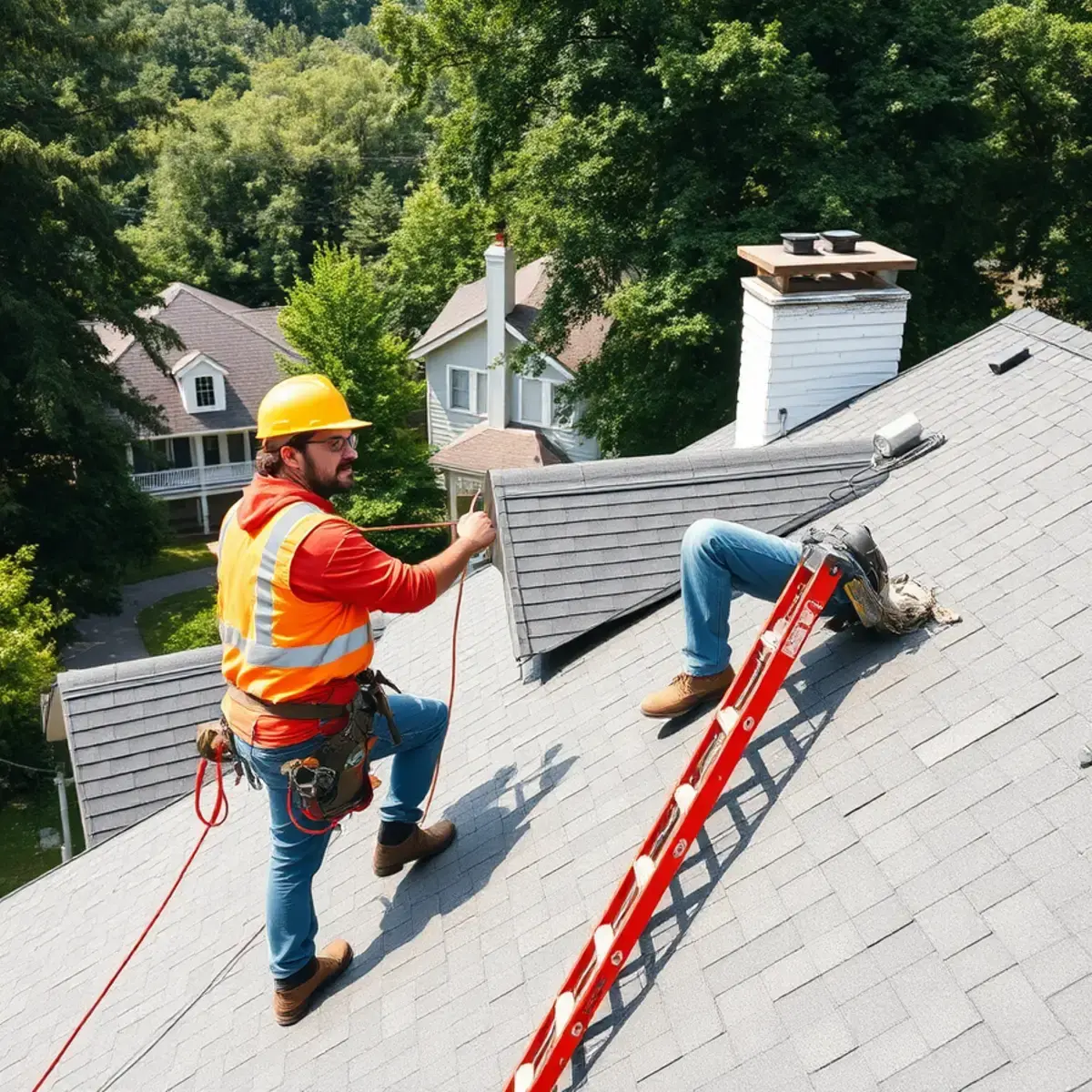 Roofing contractor working on a home in Haverstraw, NY
