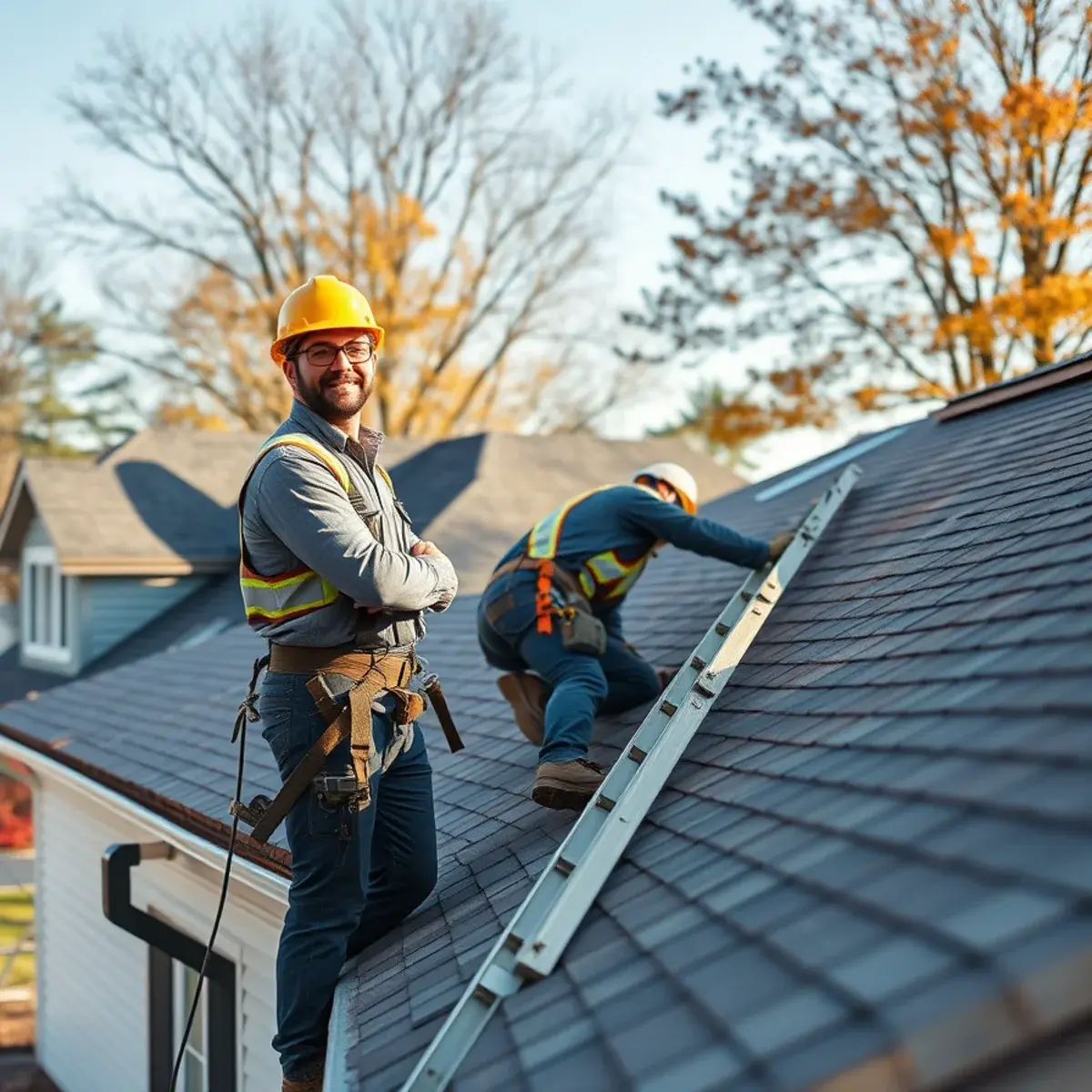 Roofing contractor working on a home in Hudson, NY