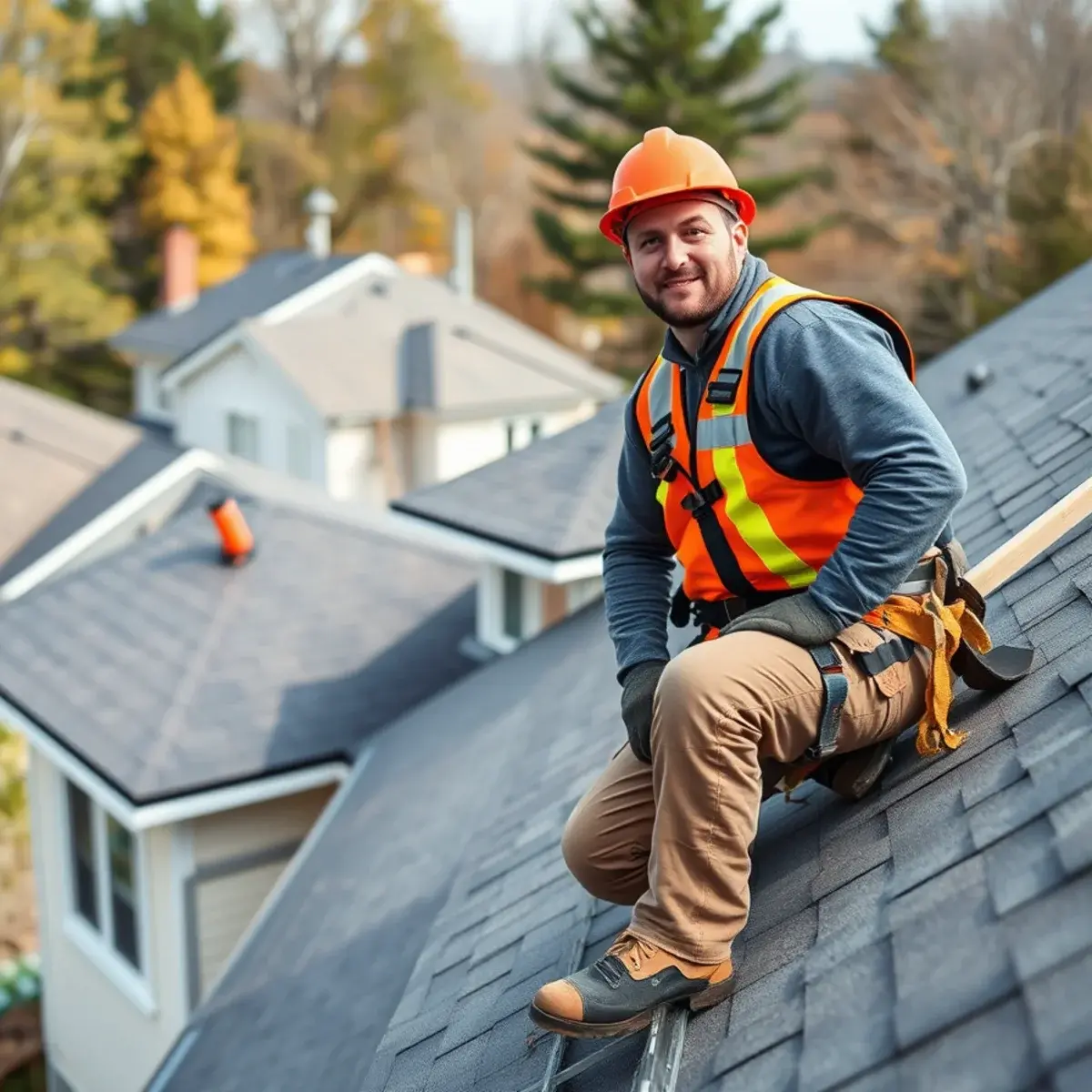 Roofing contractor working on a home in Hurley, NY