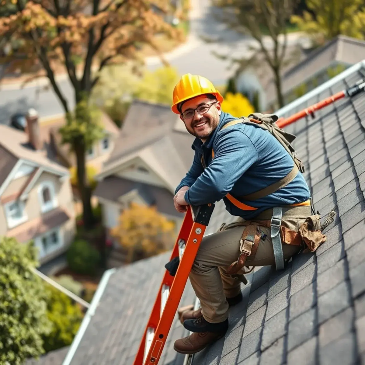 Roofing contractor working on a home in Katonah, NY