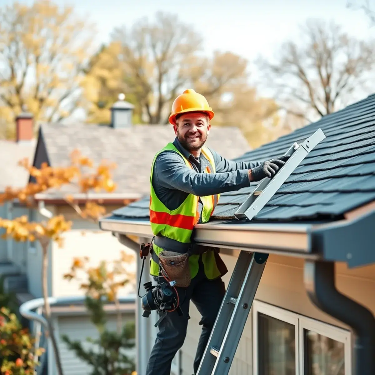 Roofing contractor working on a home in Kings County, NY