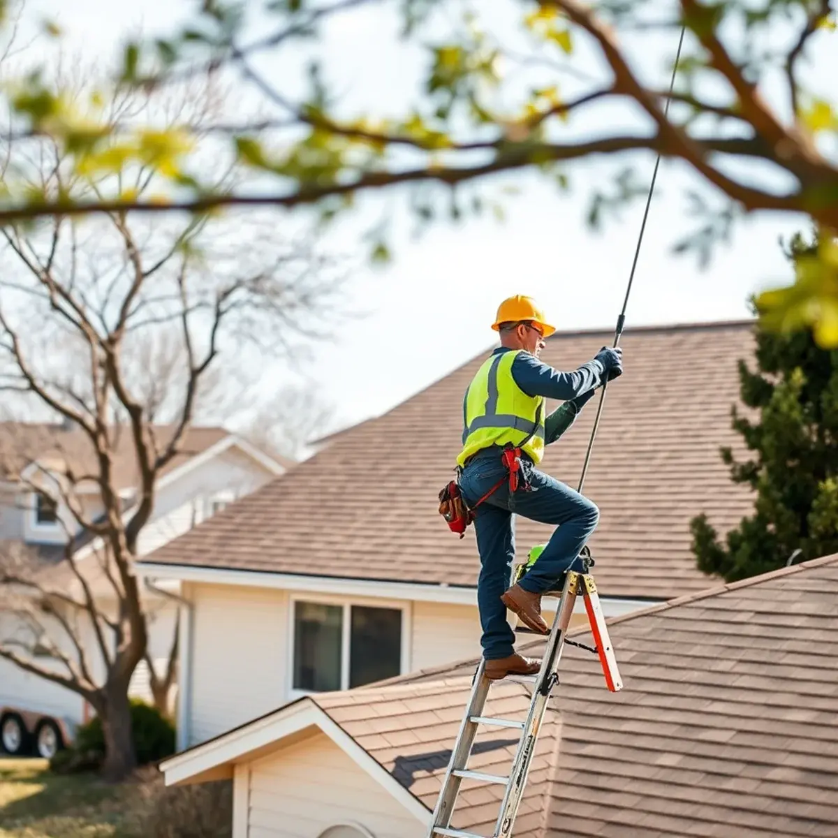 Roofing contractor working on a home in Lake Ronkonkoma, NY