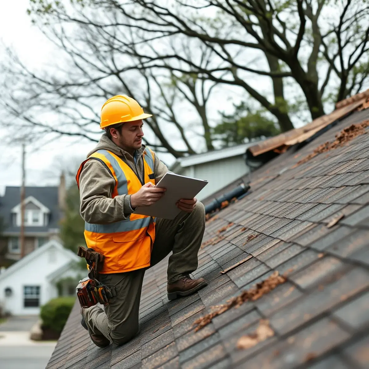 Storm damage roof repair near Levittown, NY