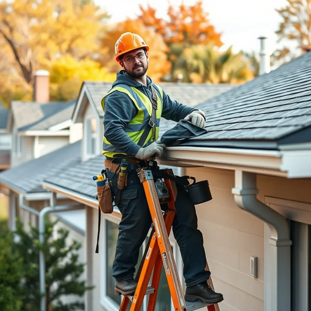 Roofing contractor working on a home in Little Falls, NY