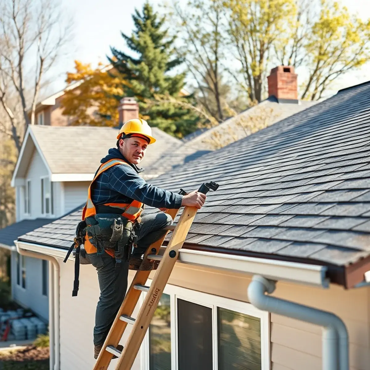 Roofing contractor working on a home in Livingston Manor, NY