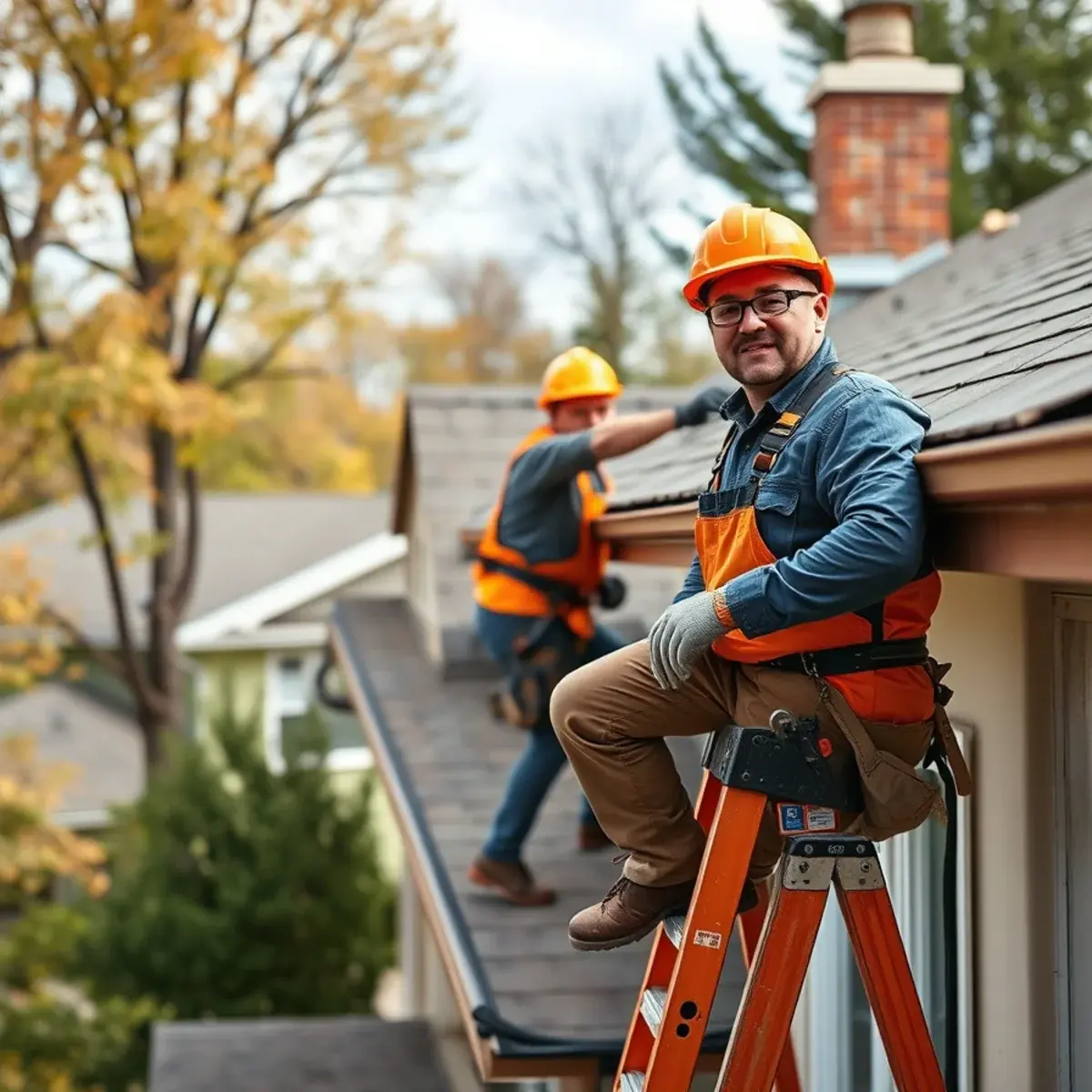 Roofing contractor working on a home in Lockport, NY