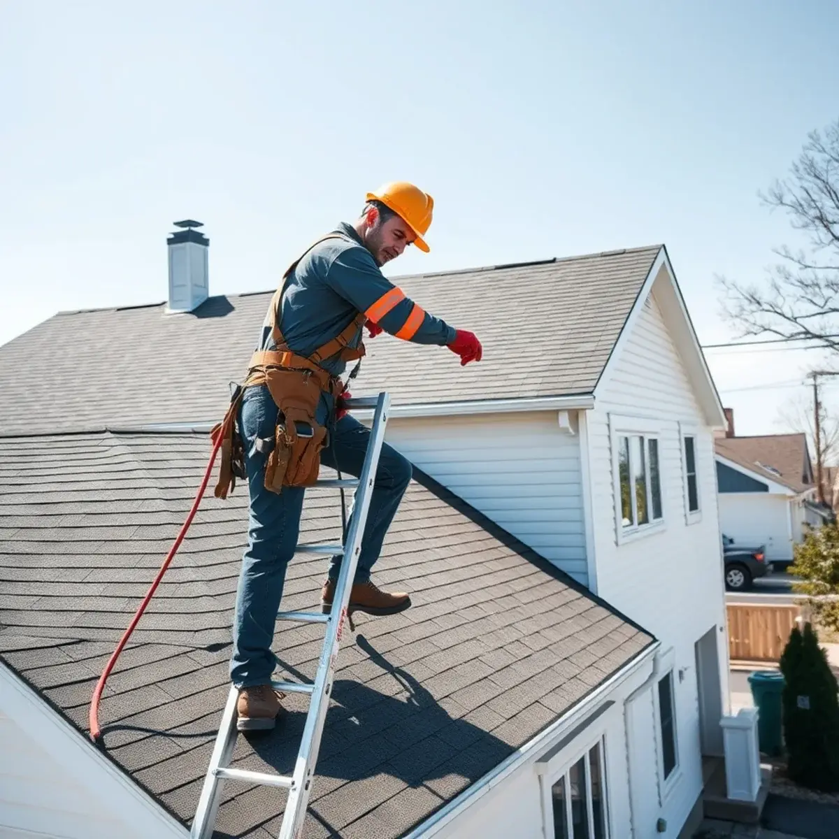 Roofing contractor working on a home in Long Beach, NY