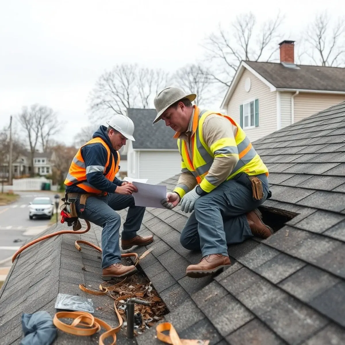 Storm damage roof repair near Lynbrook, NY