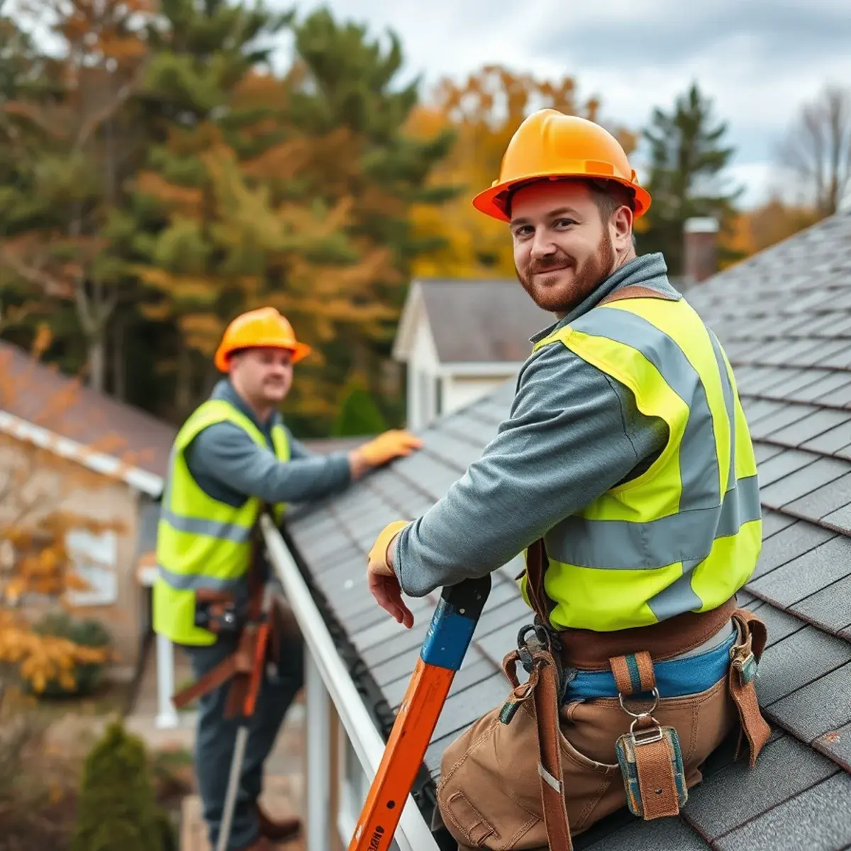 Roofing contractor working on a home in Madison County, NY