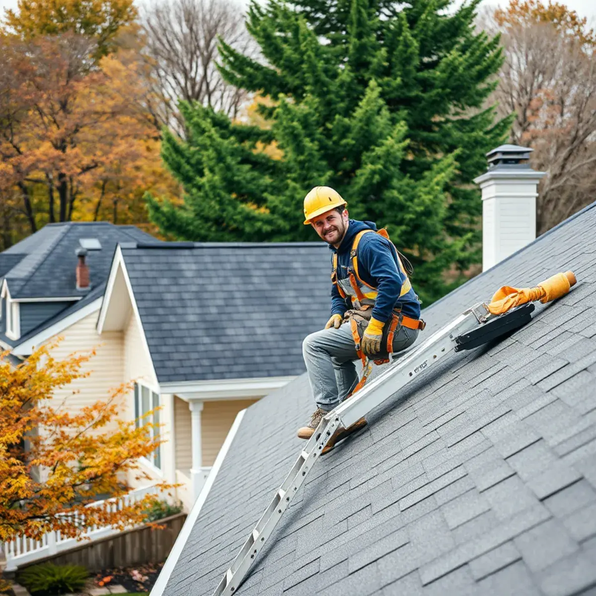 Roofing contractor working on a home in Mahopac, NY