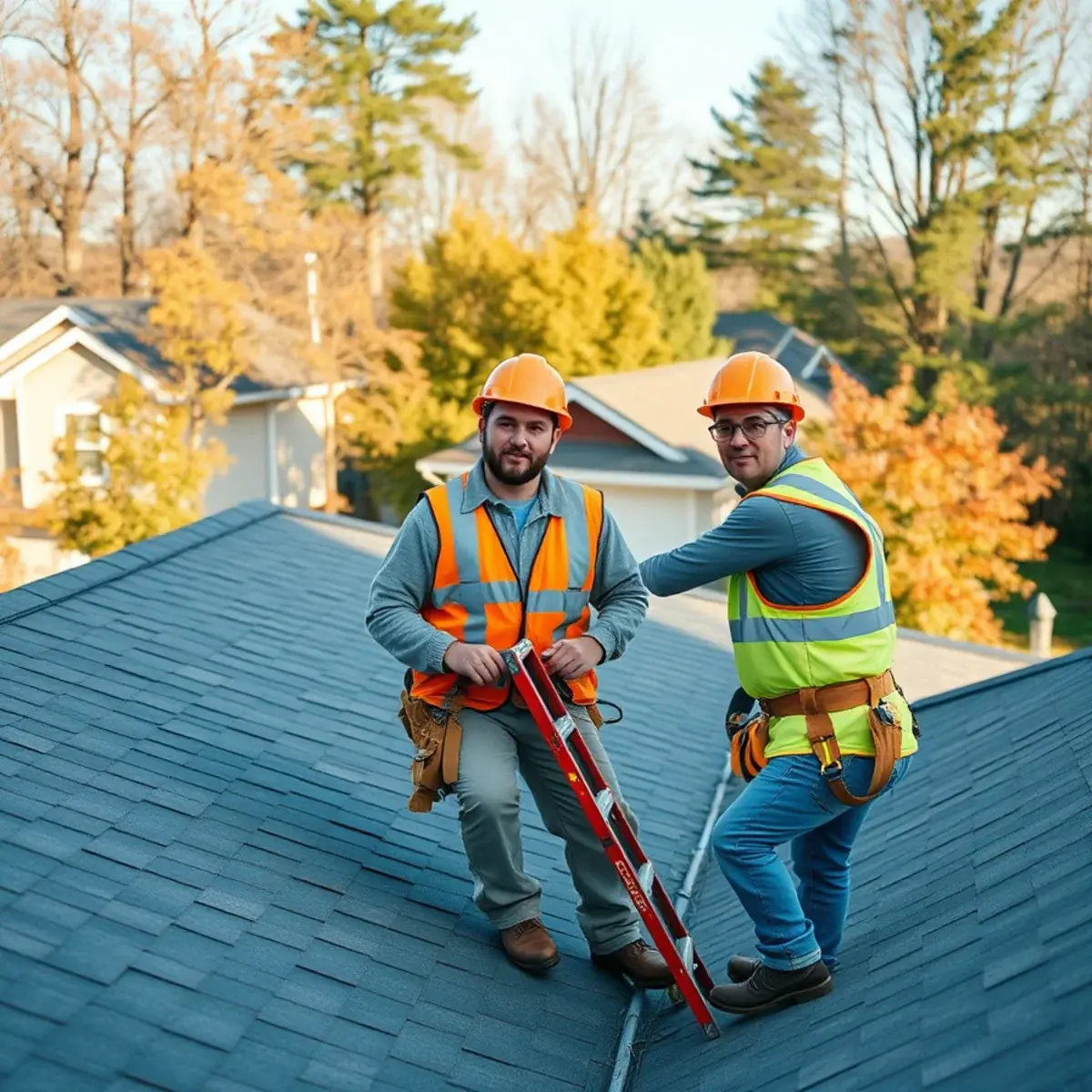 Roofing contractor working on a home in Maybrook, NY