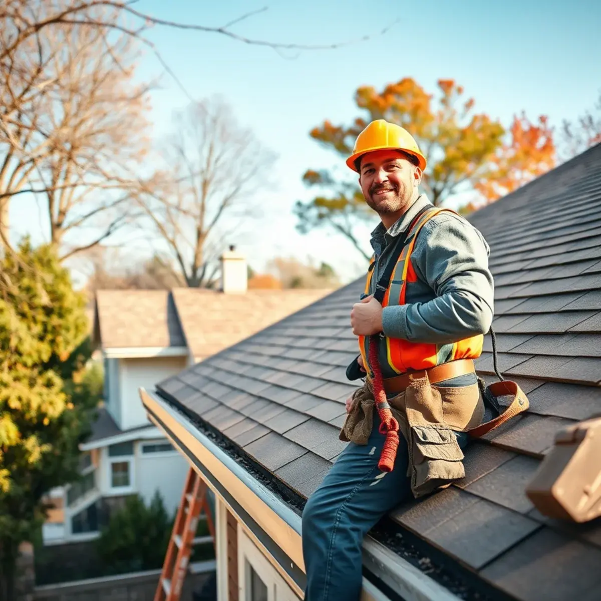 Roofing contractor working on a home in Mechanicville, NY