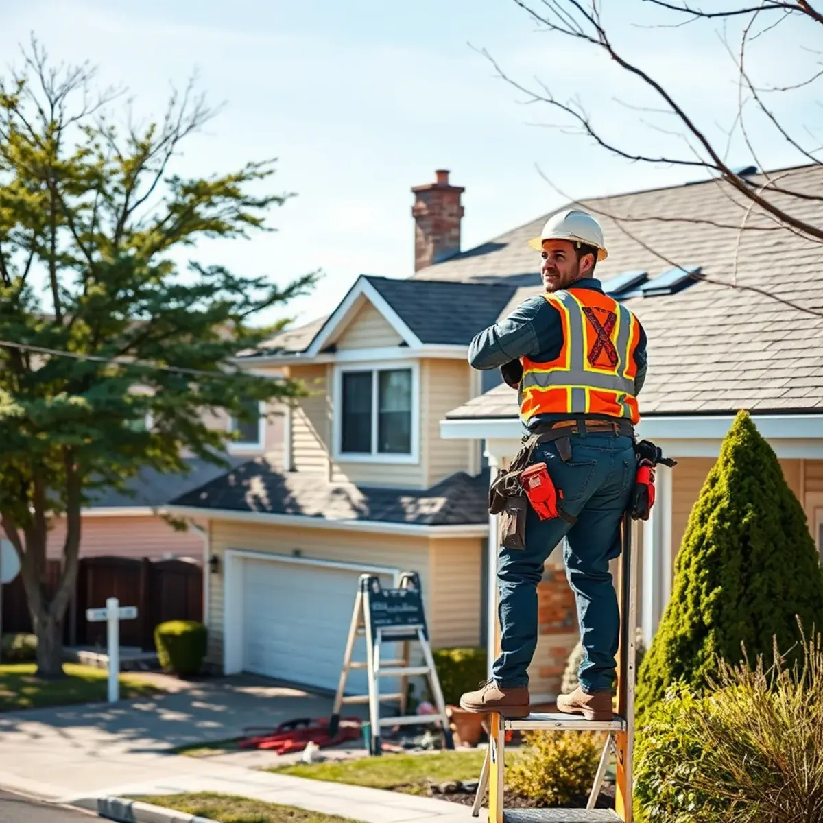 Roofing contractor working on a home in Merrick, NY