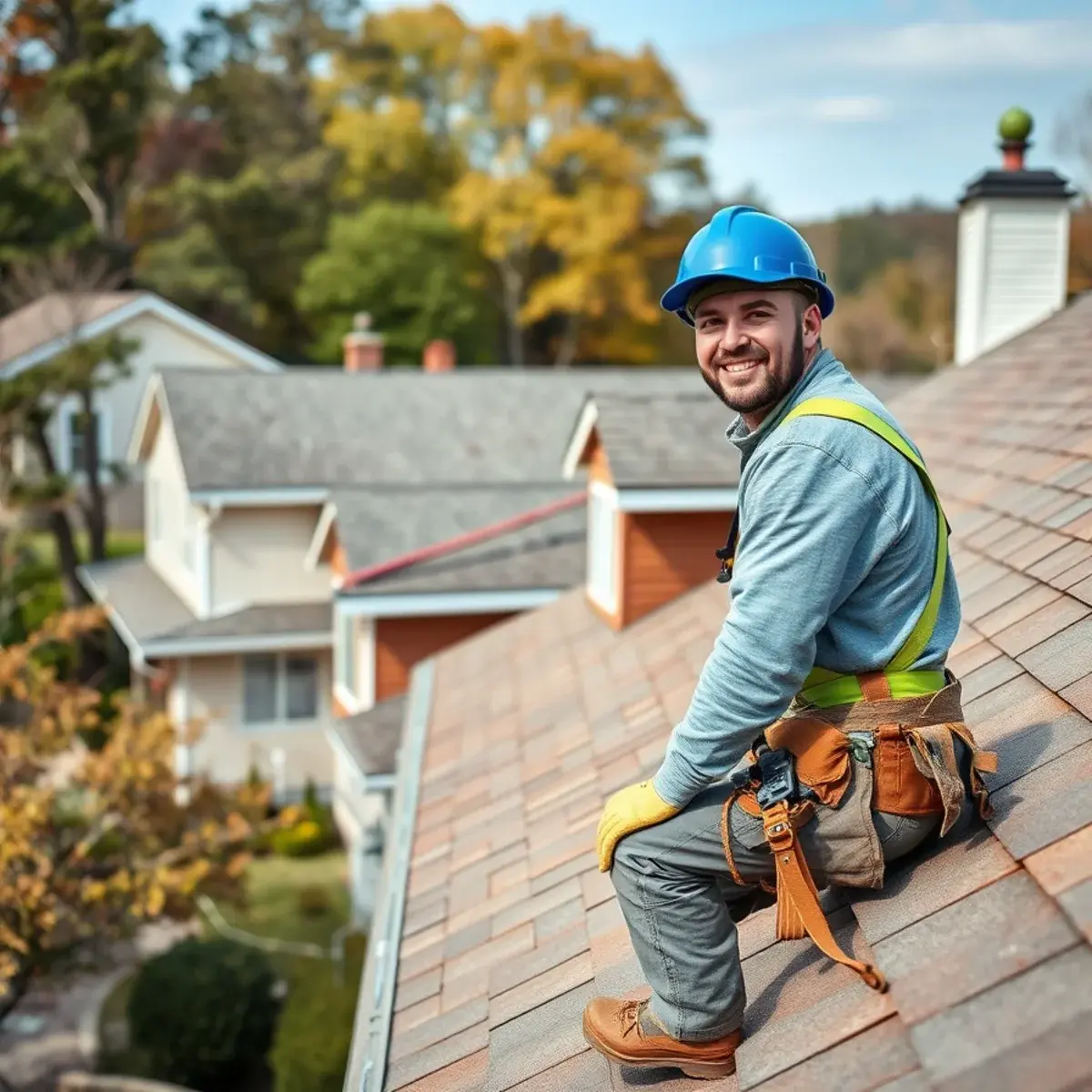 Roofing contractor working on a home in Millbrook, NY