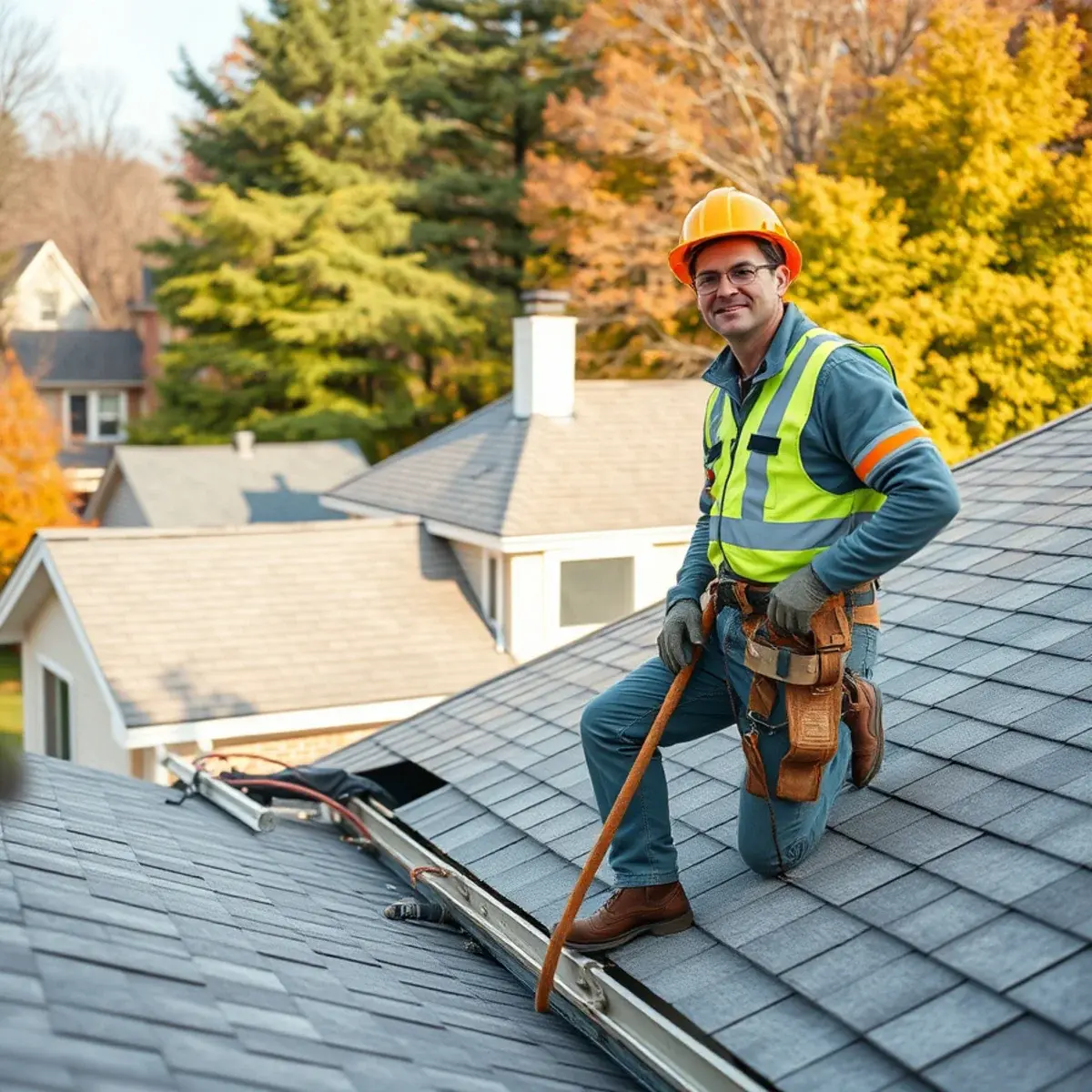 Roofing contractor working on a home in Millerton, NY