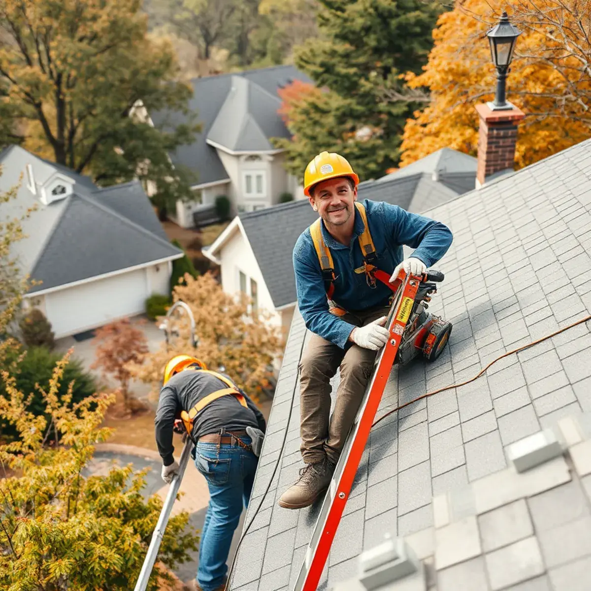 Roofing contractor working on a home in Monroe, NY