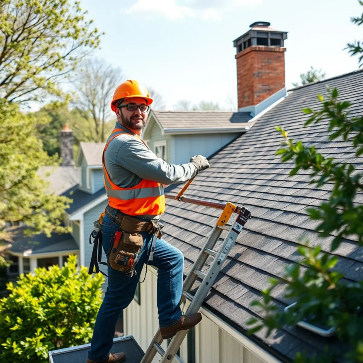 Roofing contractor working on a home in Monsey, NY