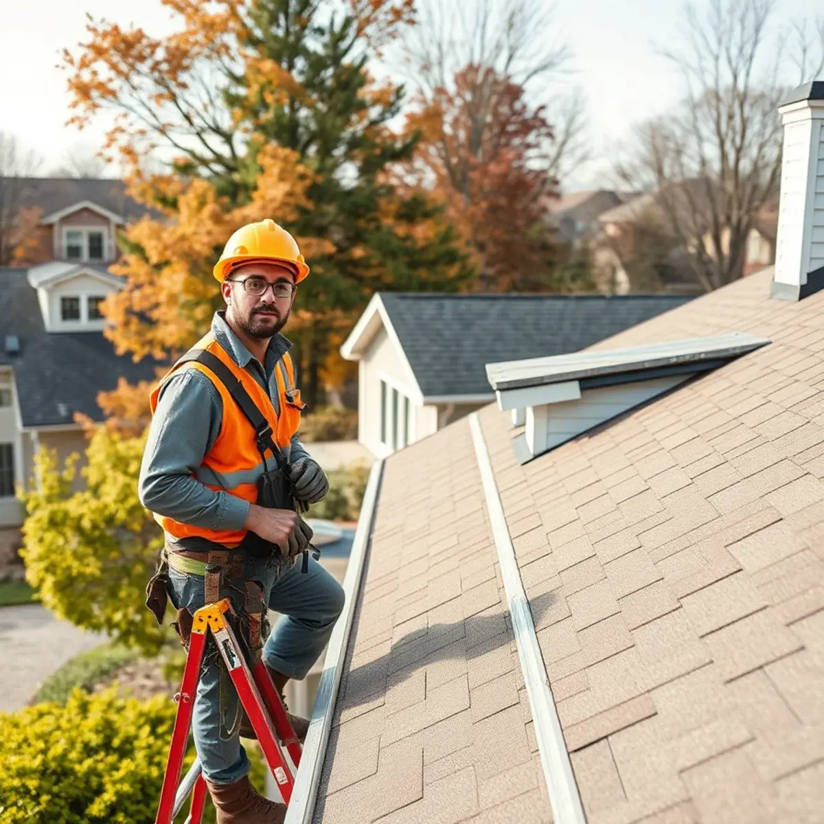 Roofing contractor working on a home in Montgomery County, NY