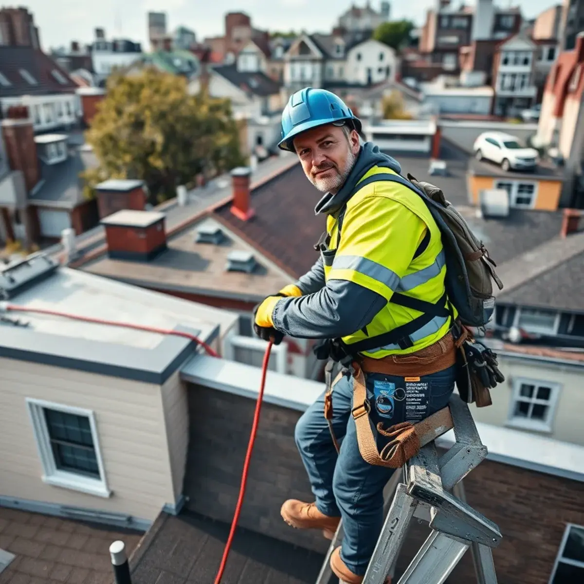 Roofing contractor working on a home in Morris Park, NY