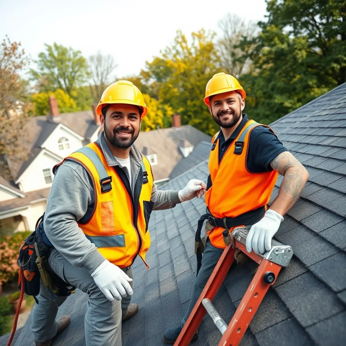 Roofing contractor working on a home in Mount Kisco, NY