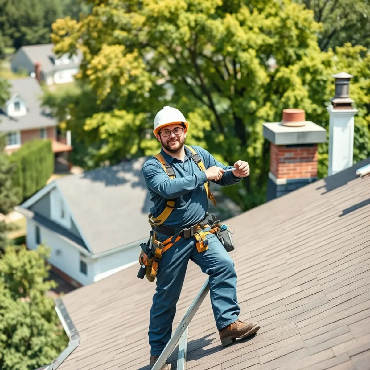 Roofing contractor working on a home in Nanuet, NY