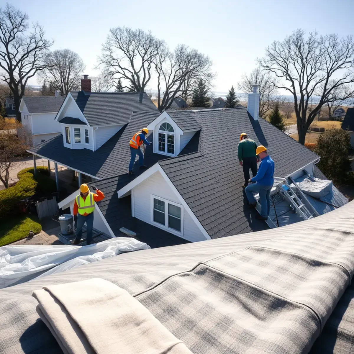 Roof replacement project near New Hyde Park, NY