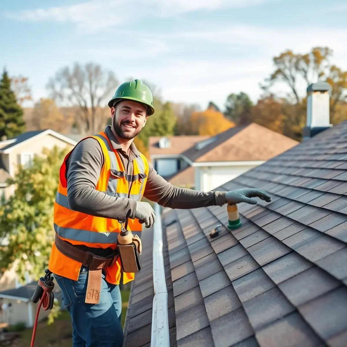 Roofing contractor working on a home in Newburgh, NY