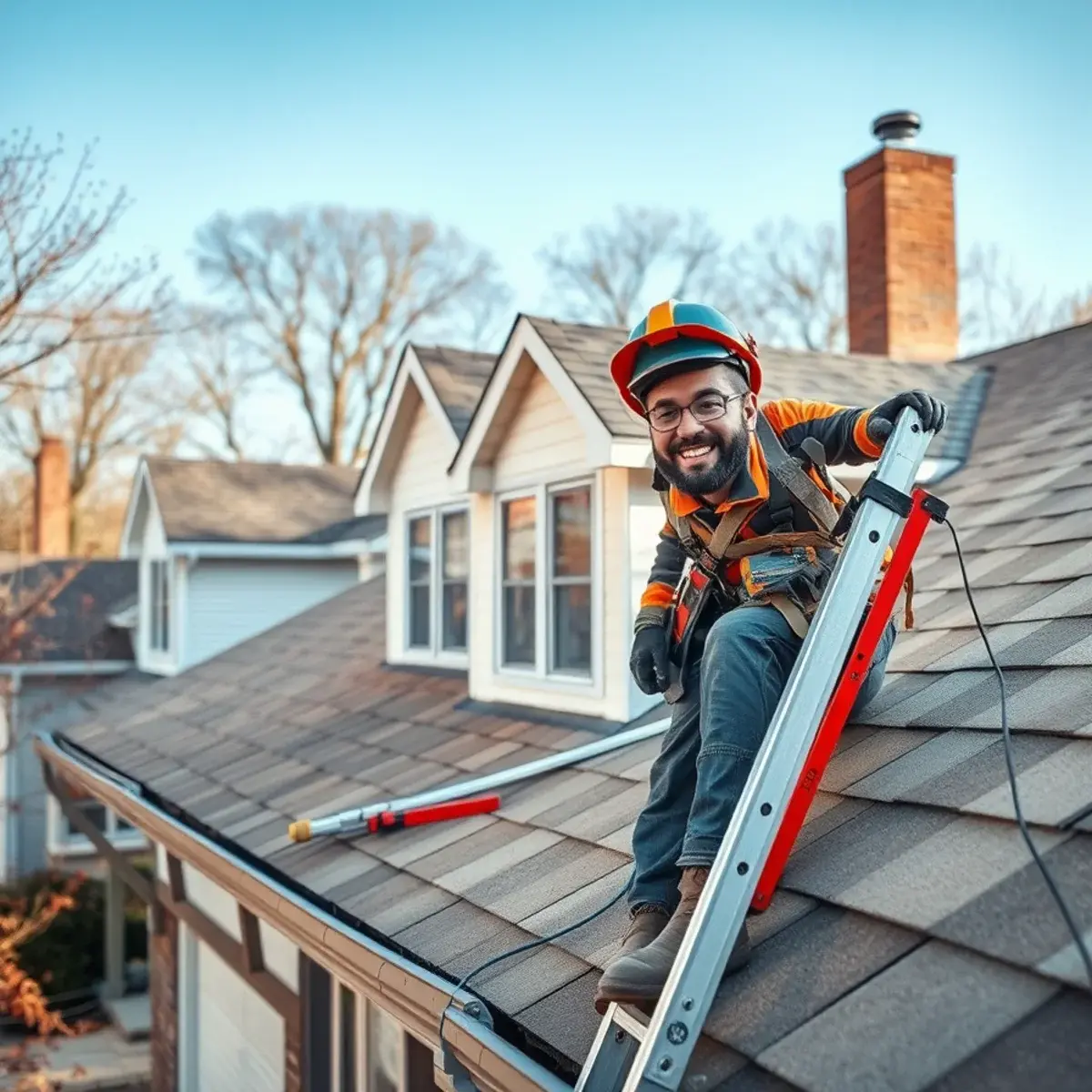 Roofing contractor working on a home in Niagara Falls, NY