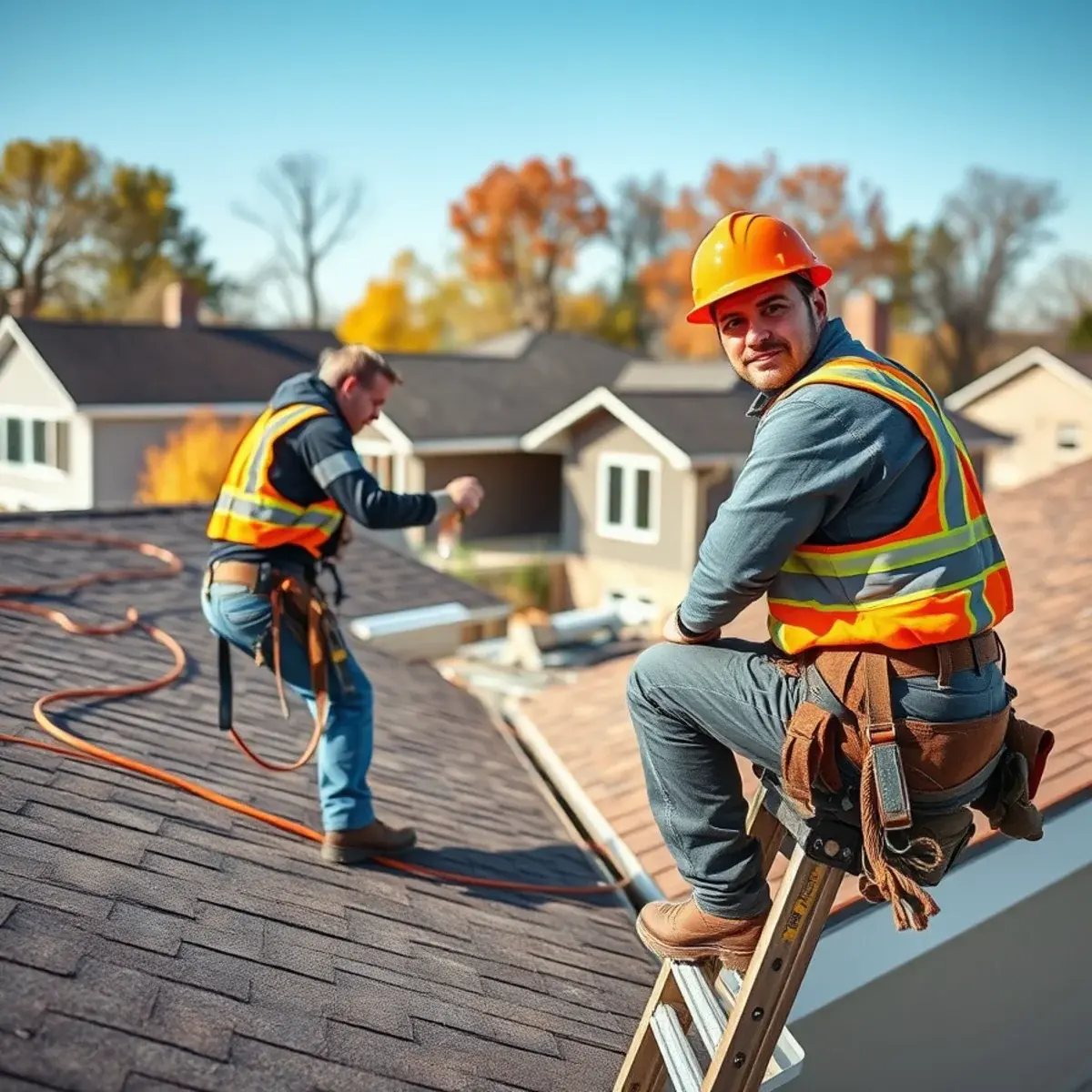 Roofing contractor working on a home in North Tonawanda, NY