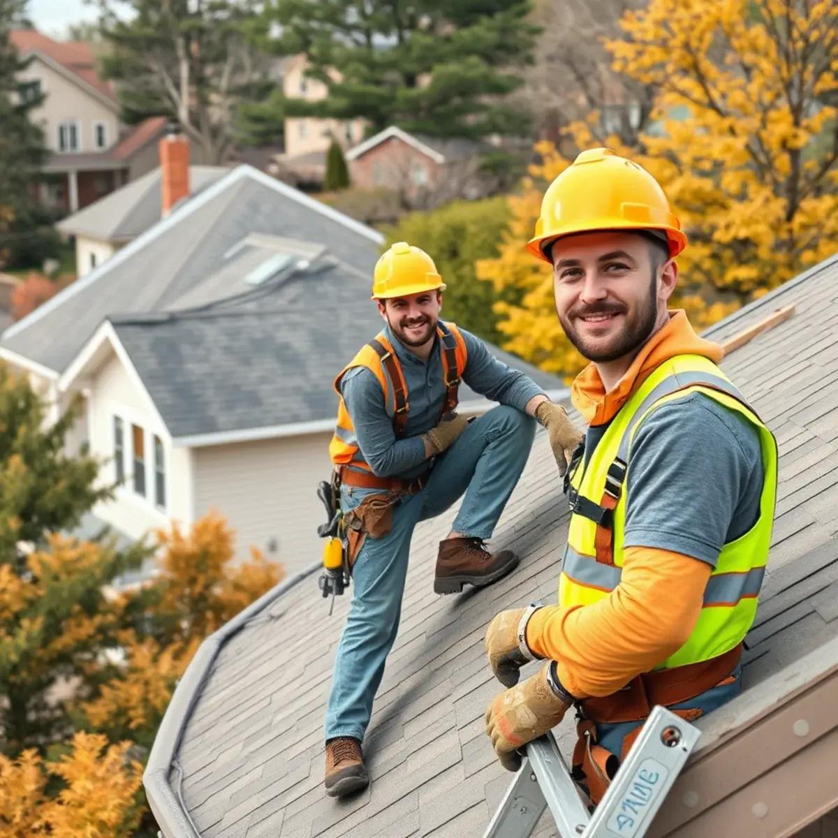 Roofing contractor working on a home in Ogdensburg, NY