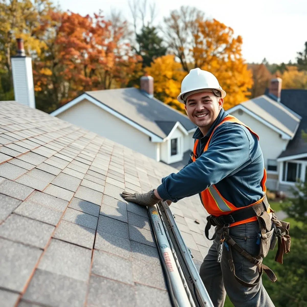 Roofing contractor working on a home in Oneida County, NY