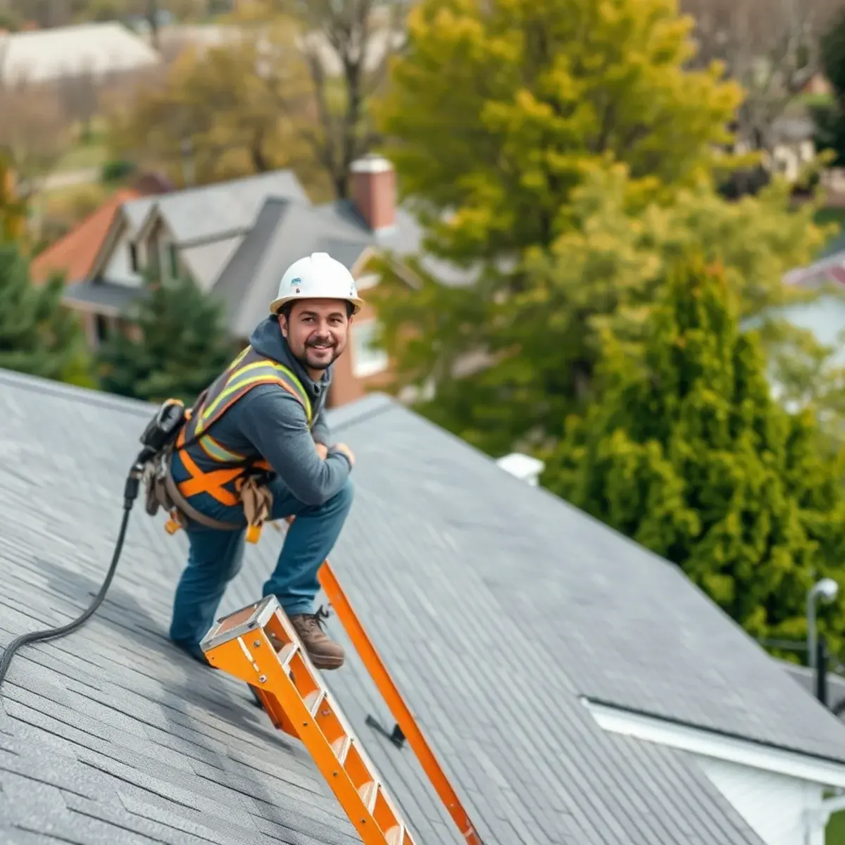 Roofing contractor working on a home in Oneida, NY