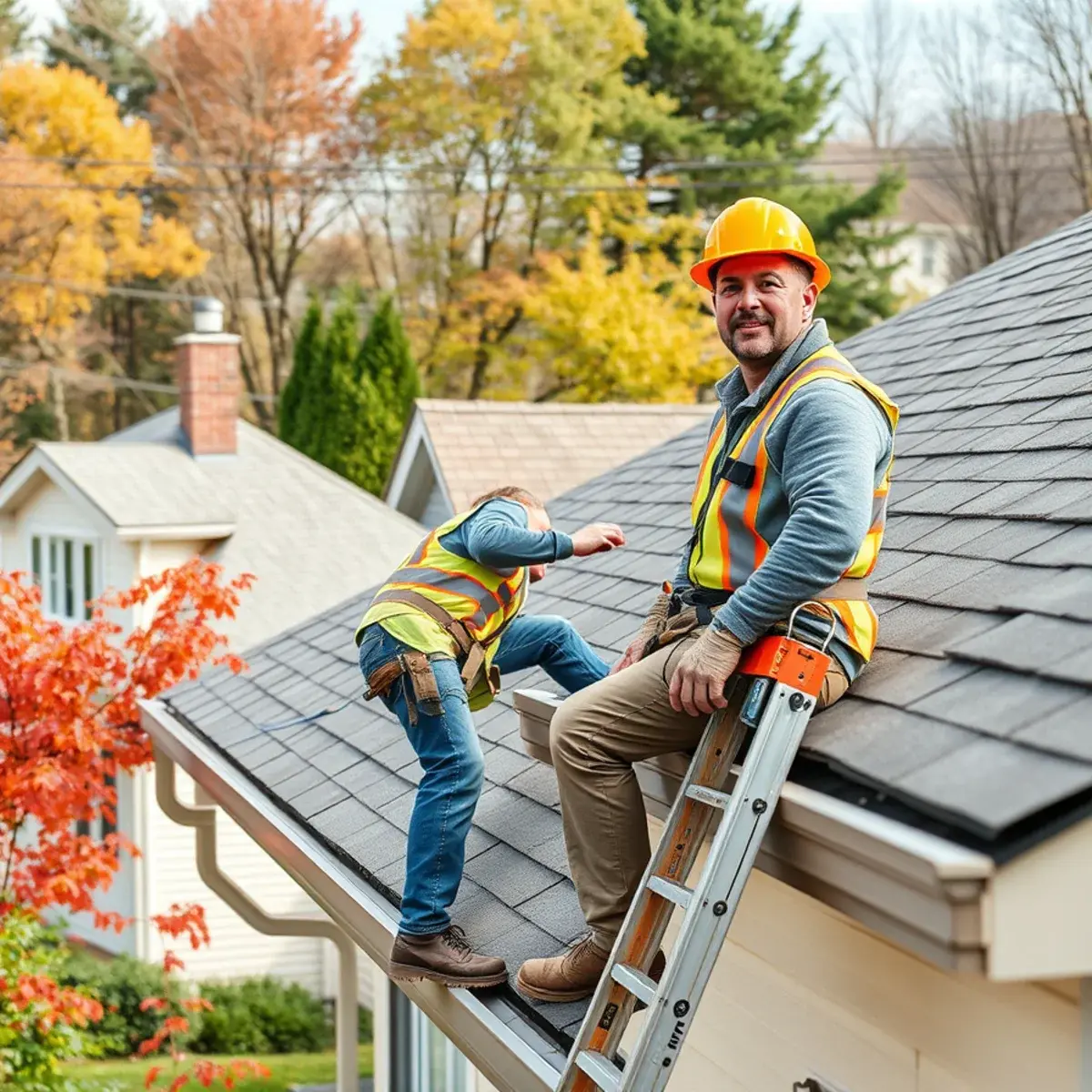 Roofing contractor working on a home in Oneonta, NY