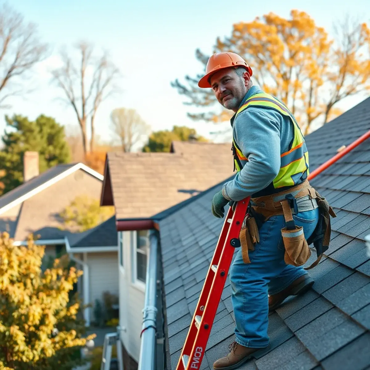Roofing contractor working on a home in Orange County, NY