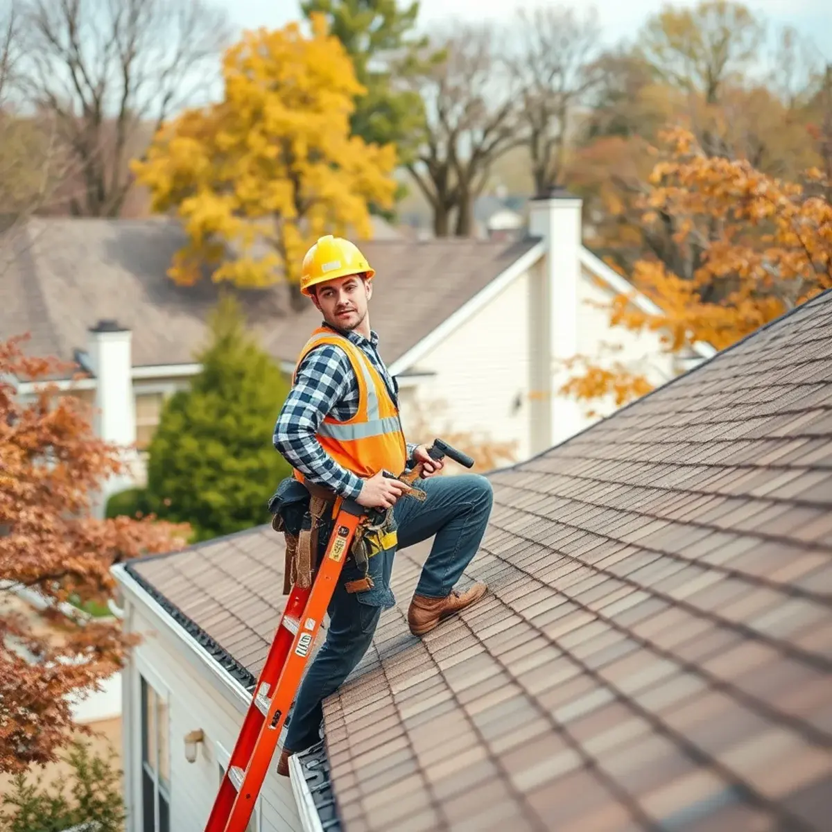 Roofing contractor working on a home in Orleans County, NY