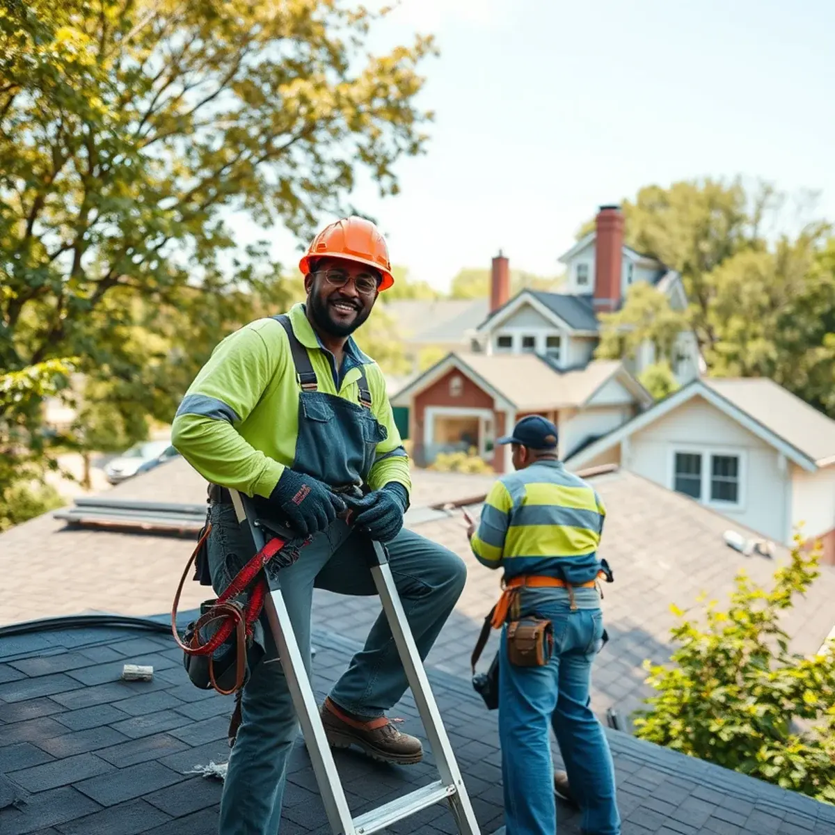 Roofing contractor working on a home in Peekskill, NY