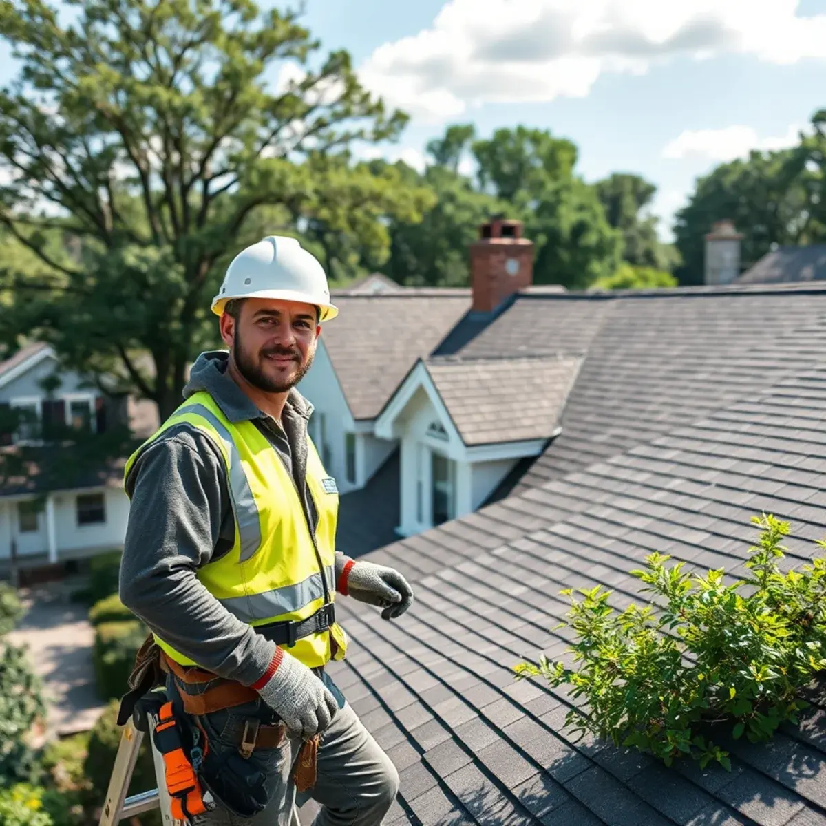 Roofing contractor working on a home in Piermont, NY