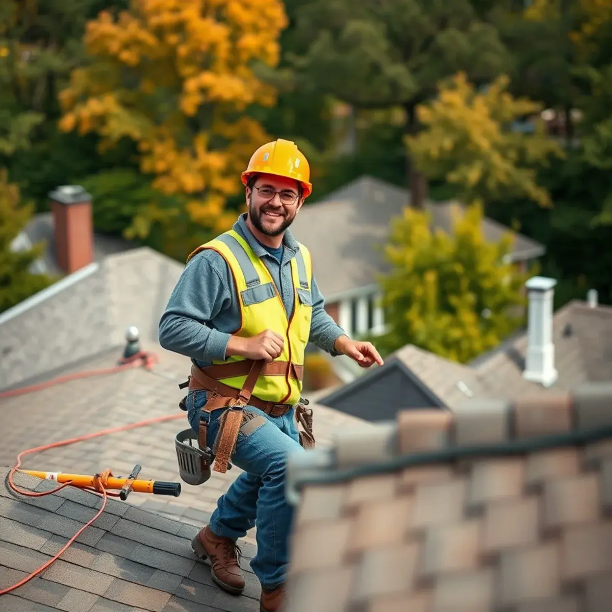 Roofing contractor working on a home in Poughkeepsie, NY