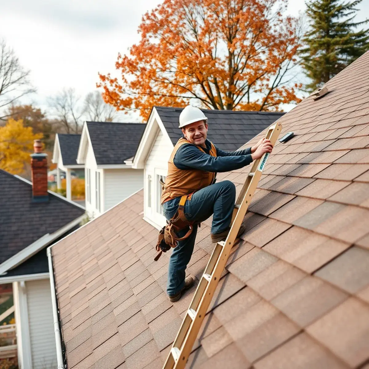 Roofing contractor working on a home in Rhinebeck, NY