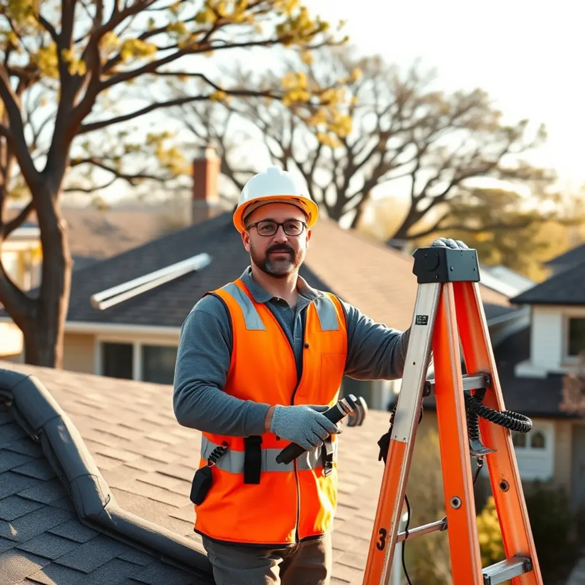 Roofing contractor working on a home in Riverhead, NY