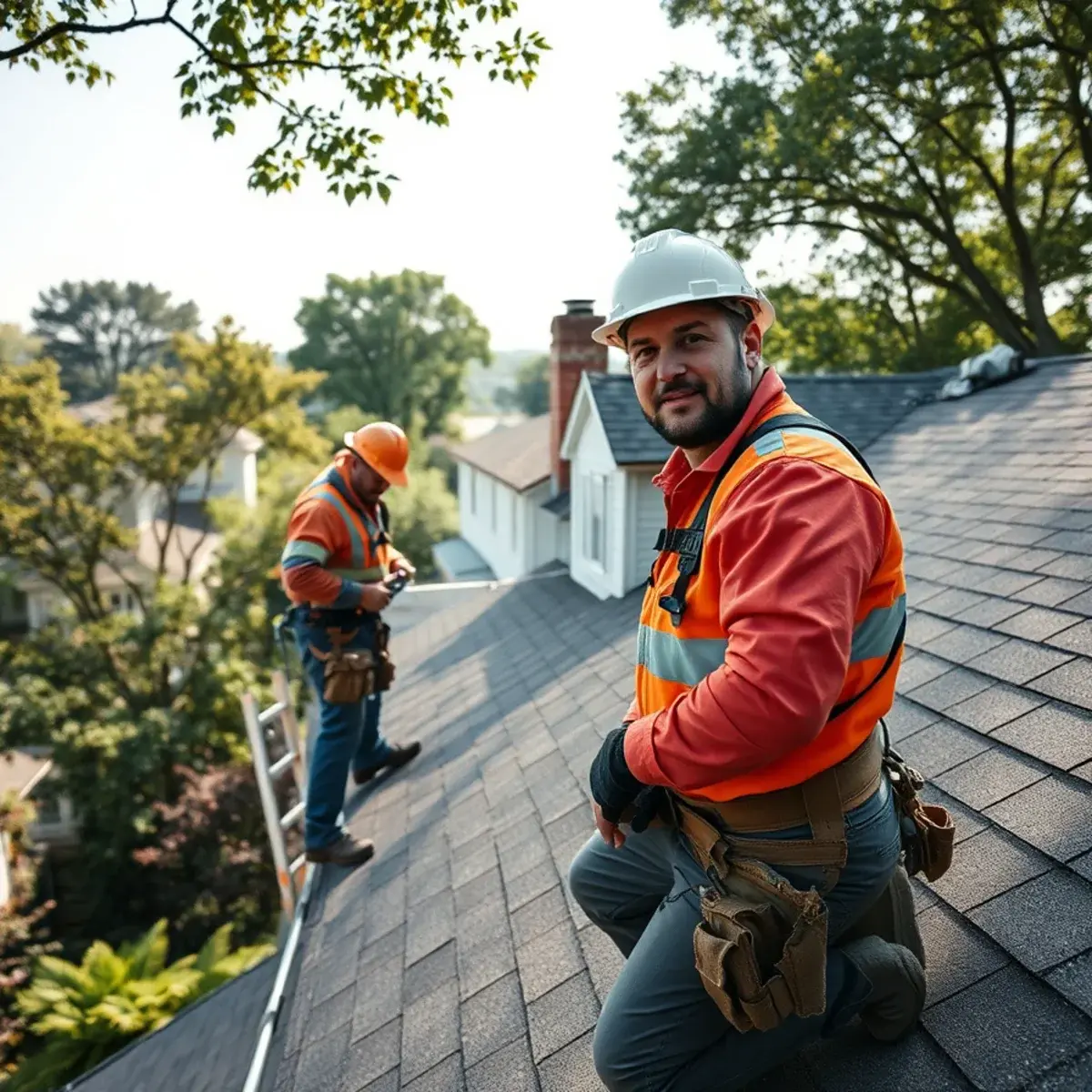 Roofing contractor working on a home in Rockland County, NY