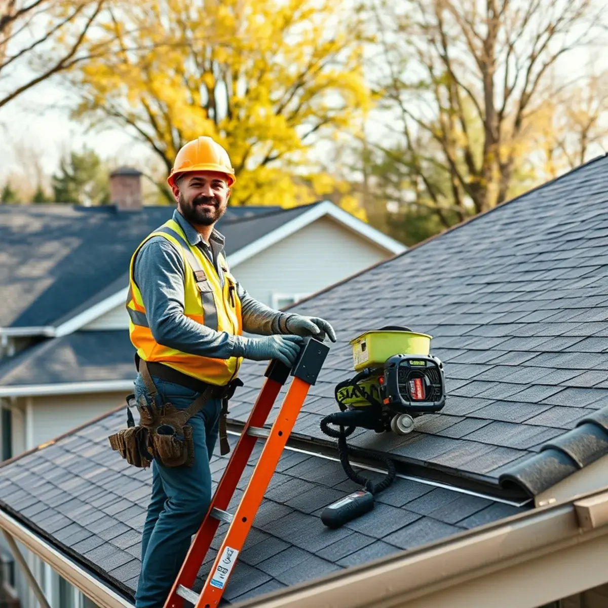 Roofing contractor working on a home in Rome, NY