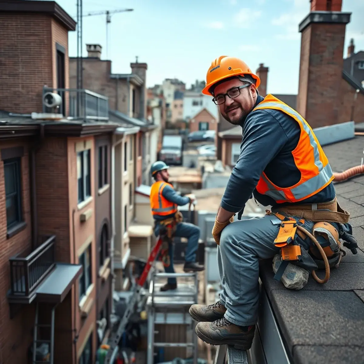 Roofing contractor working on a home in Rosedale, NY
