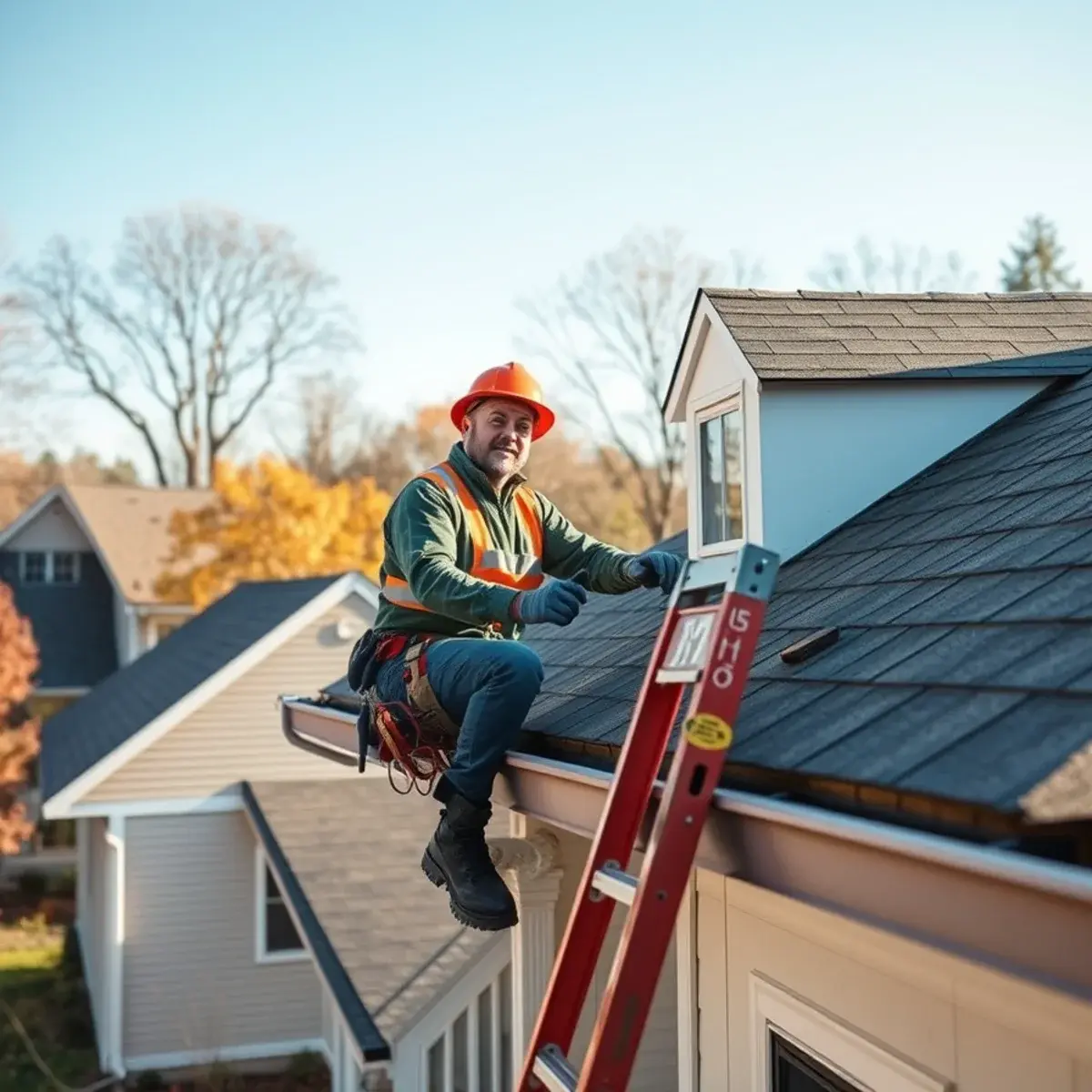 Roofing contractor working on a home in Saratoga County, NY